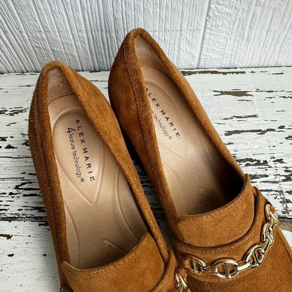 Alex Marie Women's Farin Loafer Pump Shoes Brown Leather Suede Size 8.5 M Camel - Picture 4 of 11